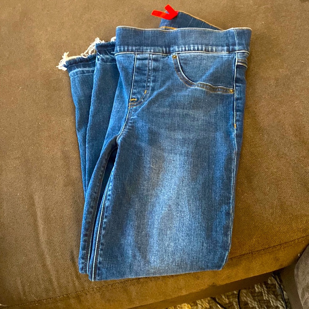 Spanx denim s/p slightly distressed raw hem
